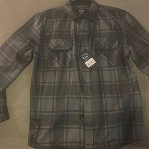 BYLT coastal over shirt charcoal plaid size L new with tags